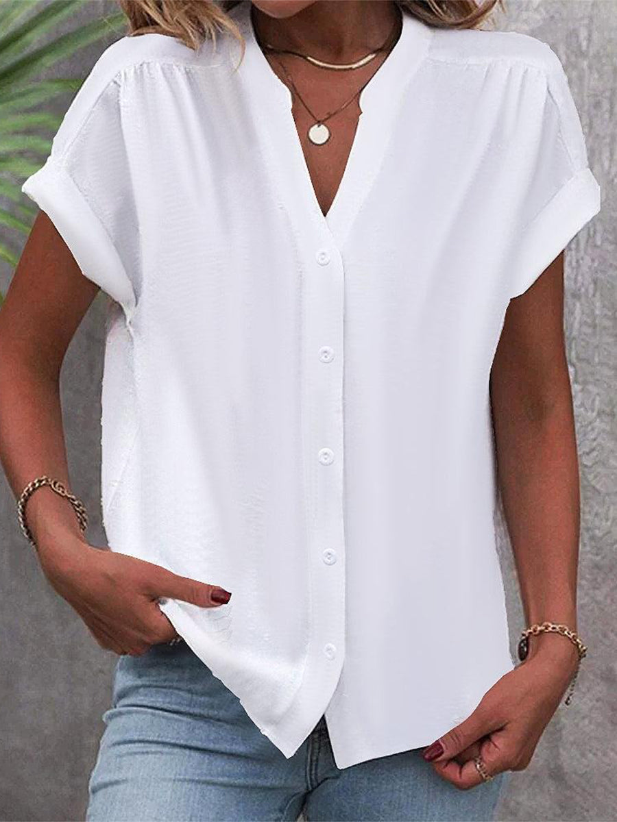 Lía | Blusa de Manga Corta con Botones Blanca
