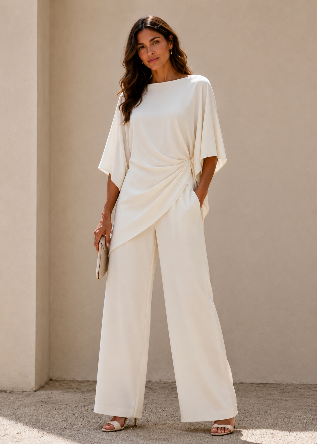 Sun | Conjunto de Pierna Ancha con Capa