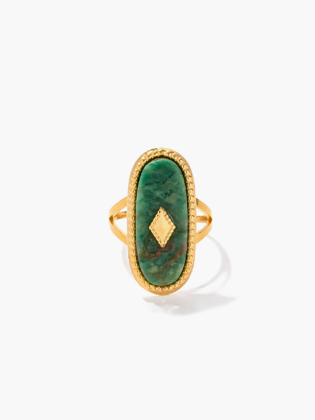Anillo de Acero con Piedra Verde