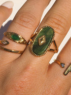 Anillo de Acero con Piedra Verde