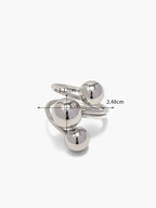 Anillo Abierto Plateado con Bolas