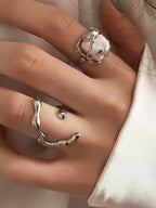 Anillo Minimalista Luna Llena con Perla
