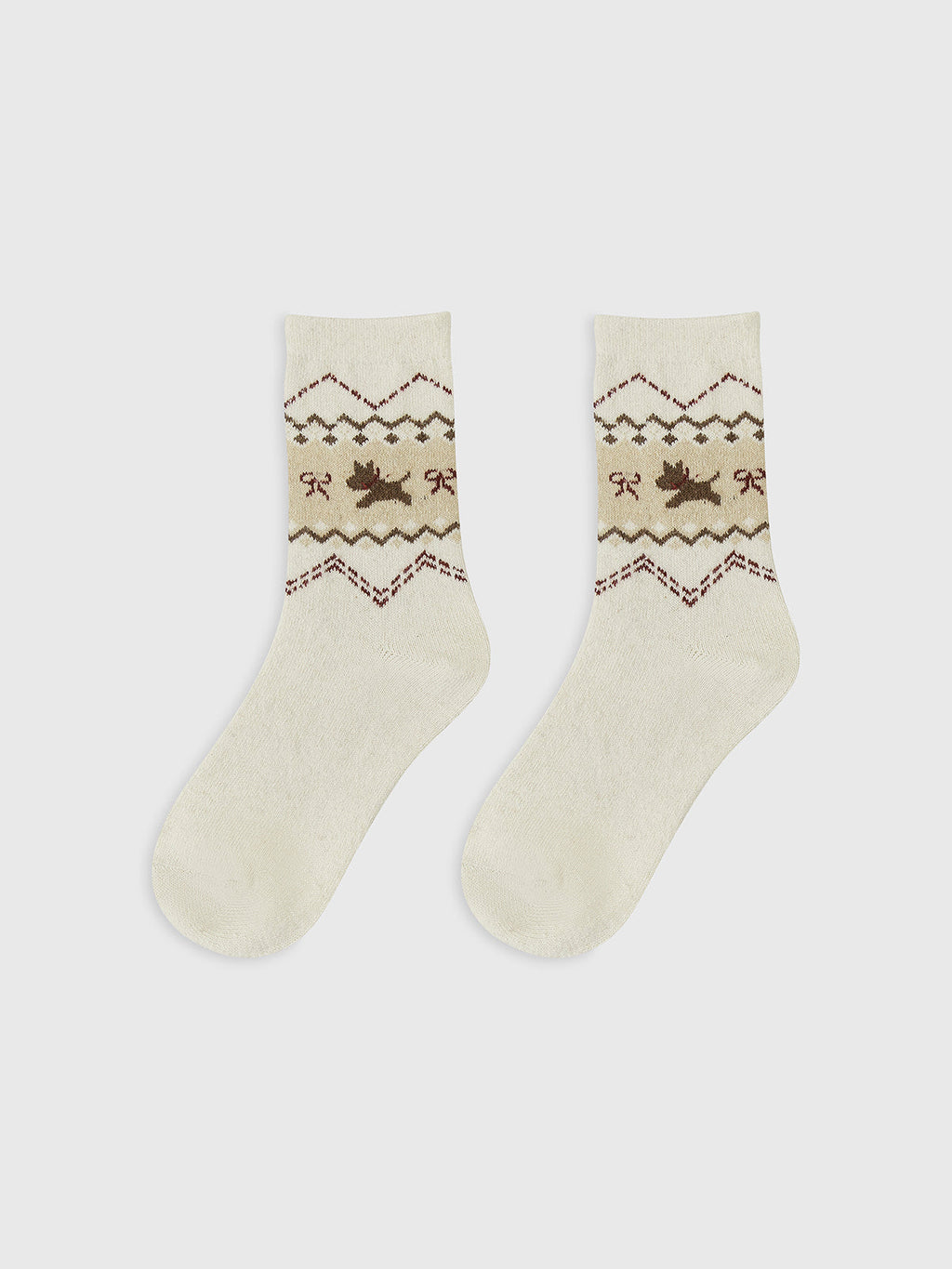 Calcetines de Lana con Perritos Beige