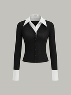 Paula | Camisa 2 en 1 con Cuello y Puños en Contraste
