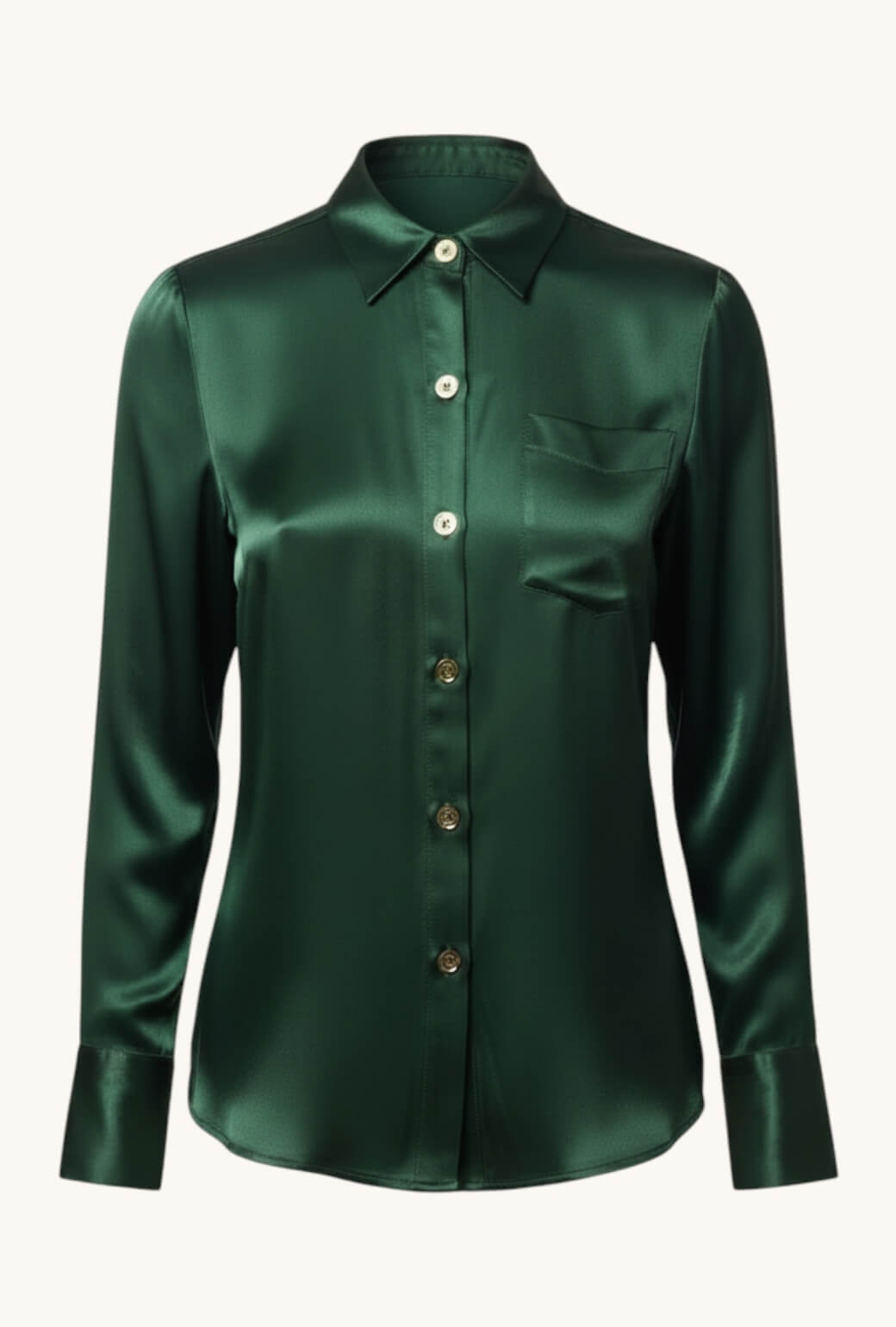 Emma | Camisa de Satén Verde Oscuro