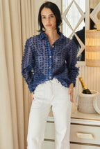 Emma | Camisa Azul Marino con Lazos
