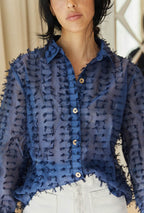 Emma | Camisa Azul Marino con Lazos