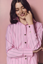 Emma | Camisa de Raya Diplomática Rosa y Negro