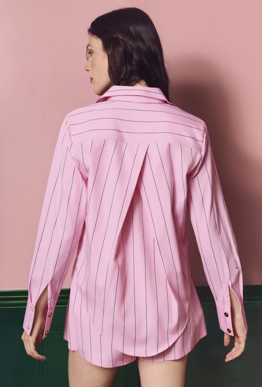 Emma | Camisa de Raya Diplomática Rosa y Negro