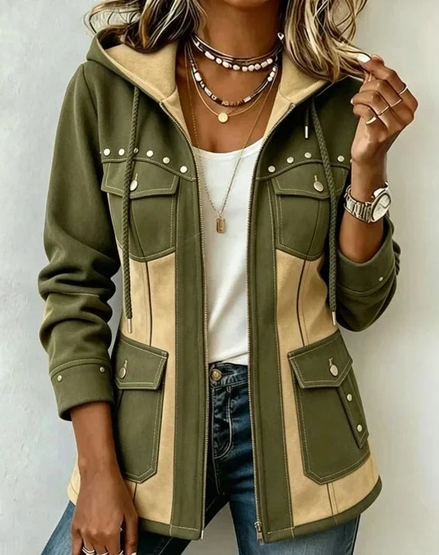 Verónica | Chaqueta con Capucha Bimaterial