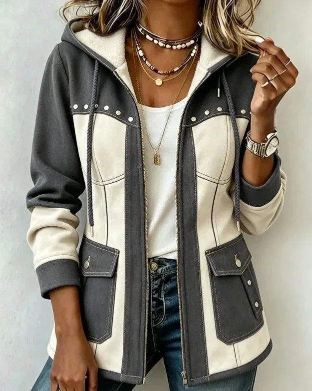 Verónica | Chaqueta con Capucha Bimaterial