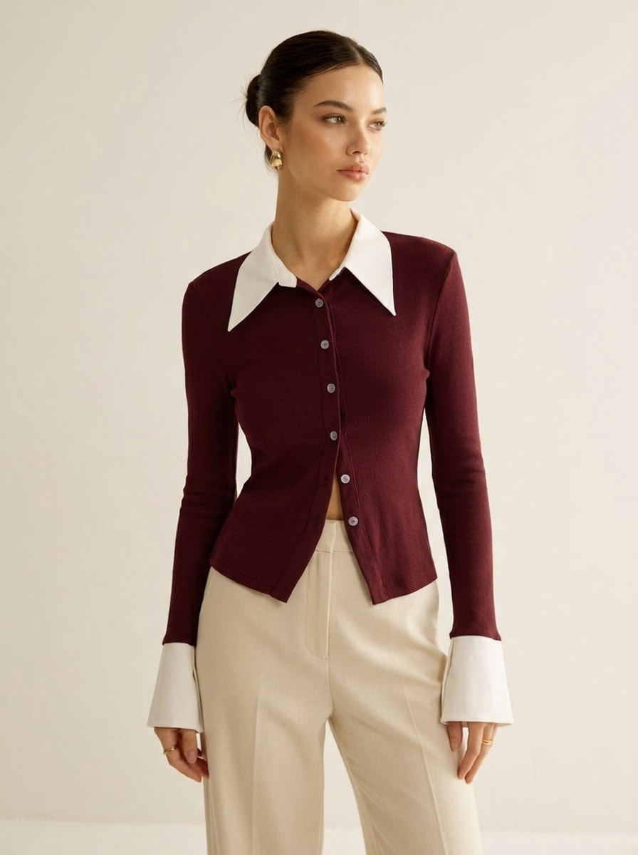 Carla | Camisa 2 en 1 con Ribetes en Contraste