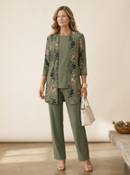 Jenilyn | Conjunto de Tres Piezas con Cárdigan Estampado