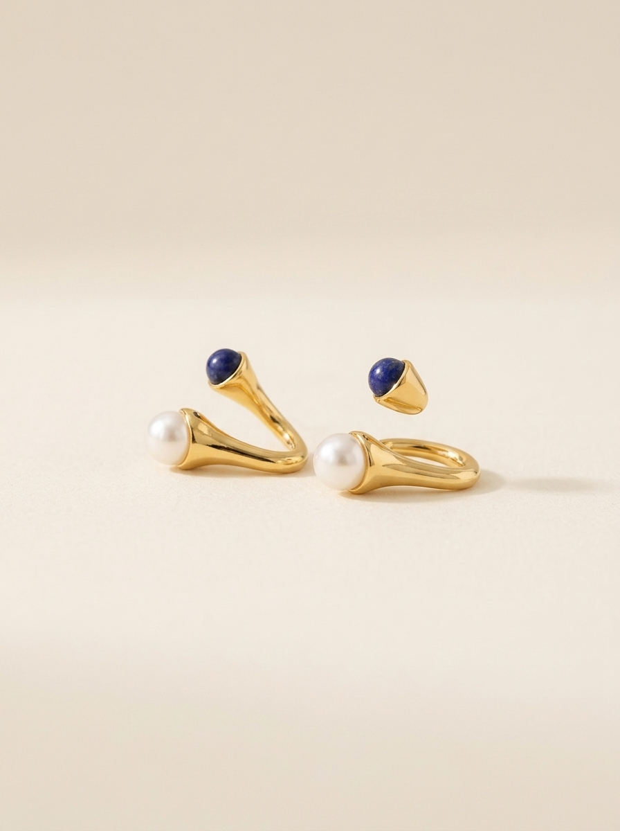 Pendiente Dorado con Perlas