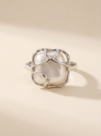 Anillo Minimalista Luna Llena con Perla