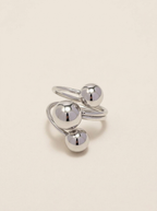 Anillo Abierto Plateado con Bolas