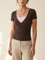 Lena | Top 2 en 1 Fruncido con Cuello Cruzado