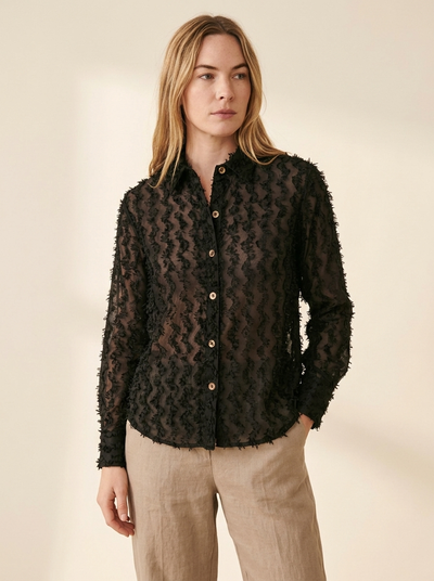 Emma | Camisa Negra con Flecos