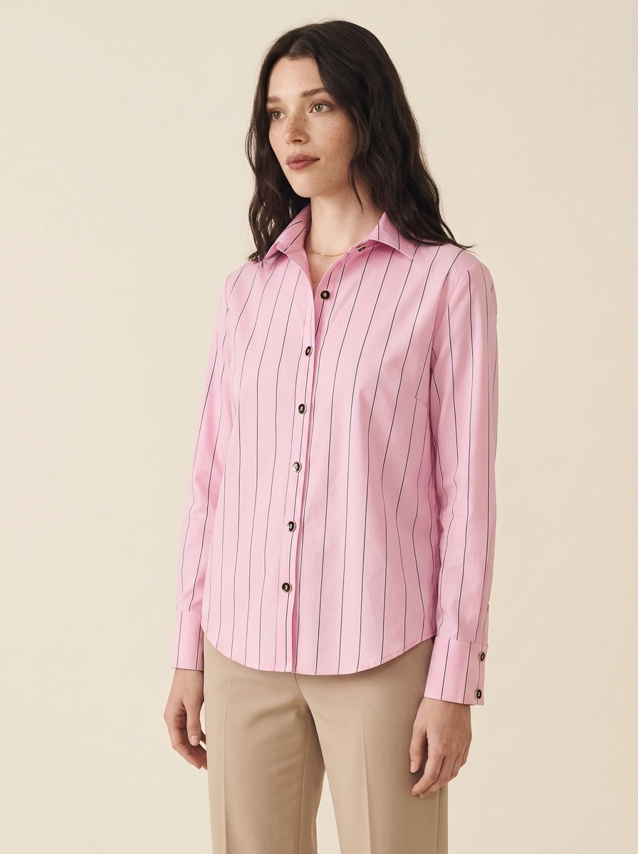 Emma | Camisa de Raya Diplomática Rosa y Negro