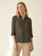 Emma | Camisa Transparente de Rayas Blanco y Negro