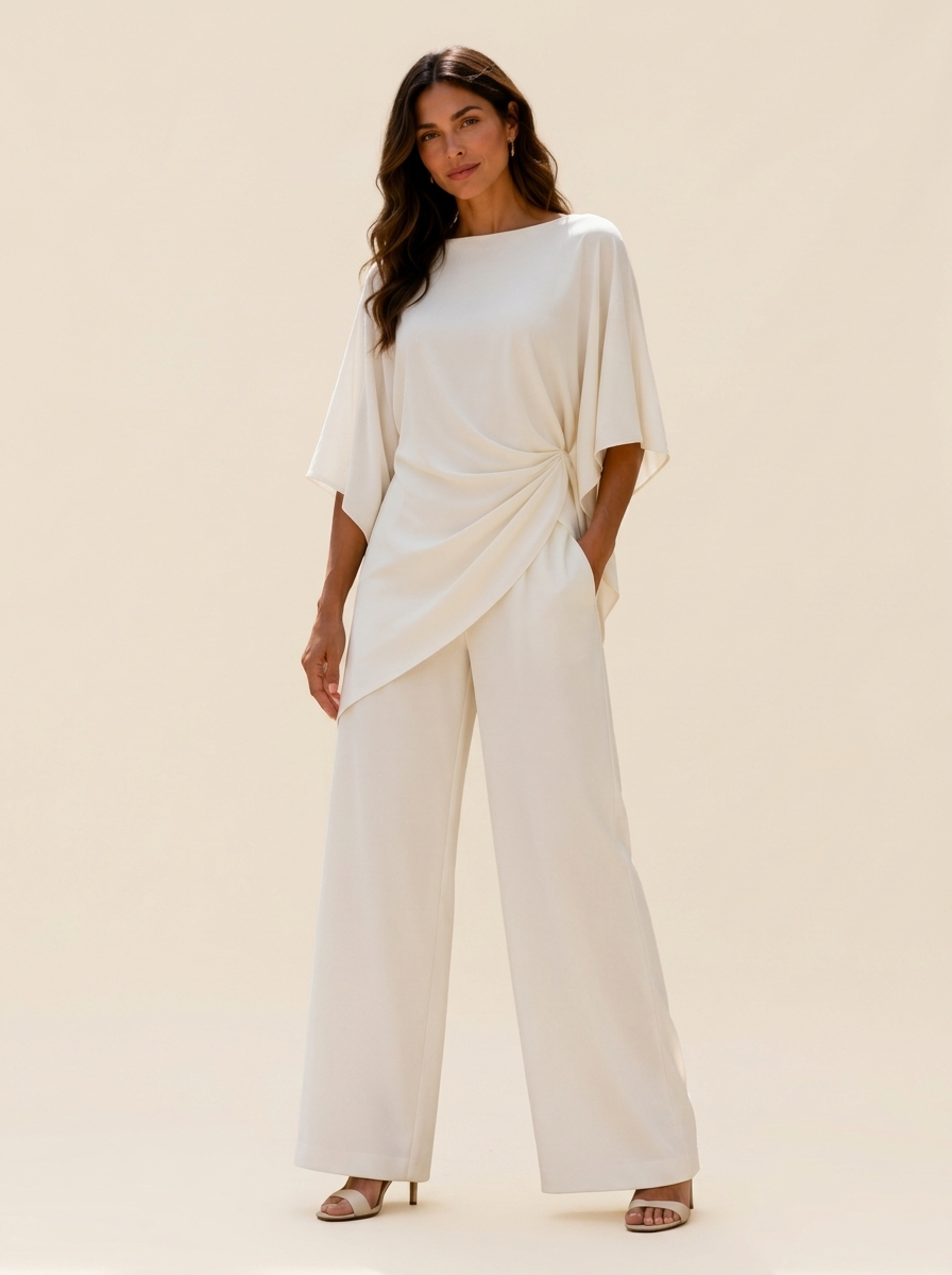 Sun | Conjunto de Pierna Ancha con Capa