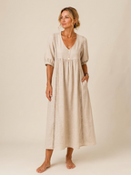Santorini | Vestido Midi Efecto Lino