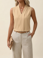 Nela | Blusa Sin Mangas con Escote en V y Corte Vaporoso