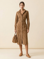 Adelina | Vestido Midi de Ante con Solapa