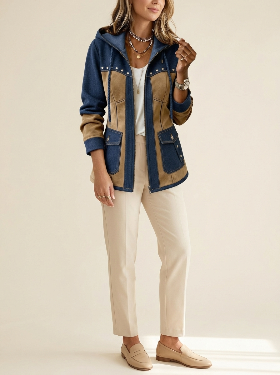 Verónica | Chaqueta con Capucha Bimaterial