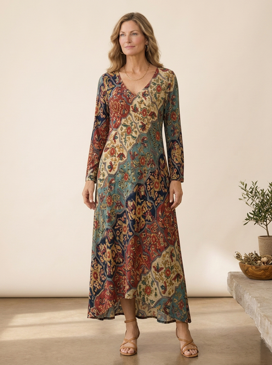Lydia vestido largo fluido estampado