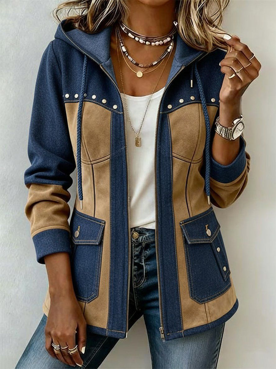 Verónica chaqueta con capucha bimaterial